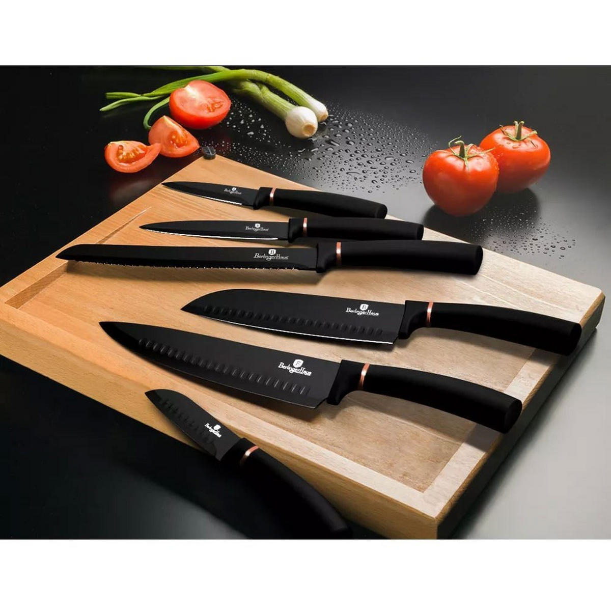 MESSERSET Schwarz 30/10/30 cm BH2337 - Schwarz, Metall - Berlinger Haus