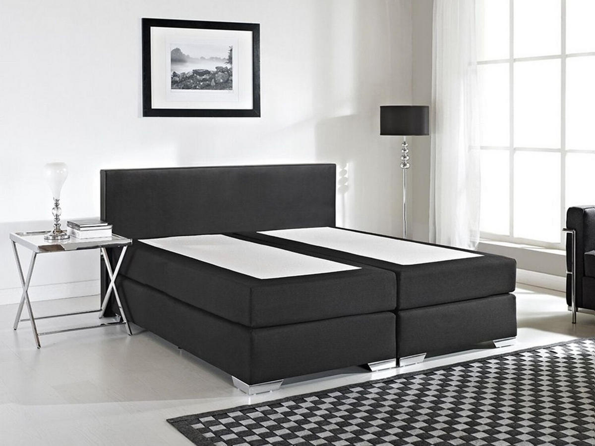 BOXSPRINGBETT 180/200cm Schwarz President - Schwarz, Kunststoff/Textil (180/200cm) - Beliani