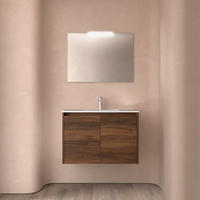 BADEZIMMERMÖBEL NOJA 800 2 Türen NUSSBAUM MAYA + Waschtisch + Spiegel - Schwarz, Metall (45/54/80cm) - Salgar