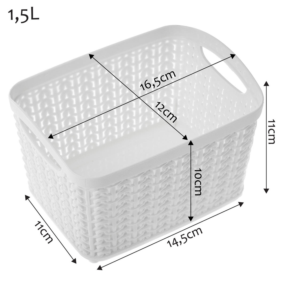 PLASTIKKORB 1,5 l, weiß - Weiß, Kunststoff (11/15cm) - KADAX