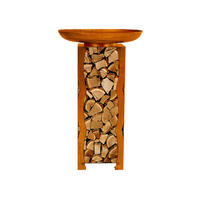 FEUERSCHALE und Holzlager FRANK - Made in Germany - Orange, Metall (34/91/34cm) - Home Deluxe