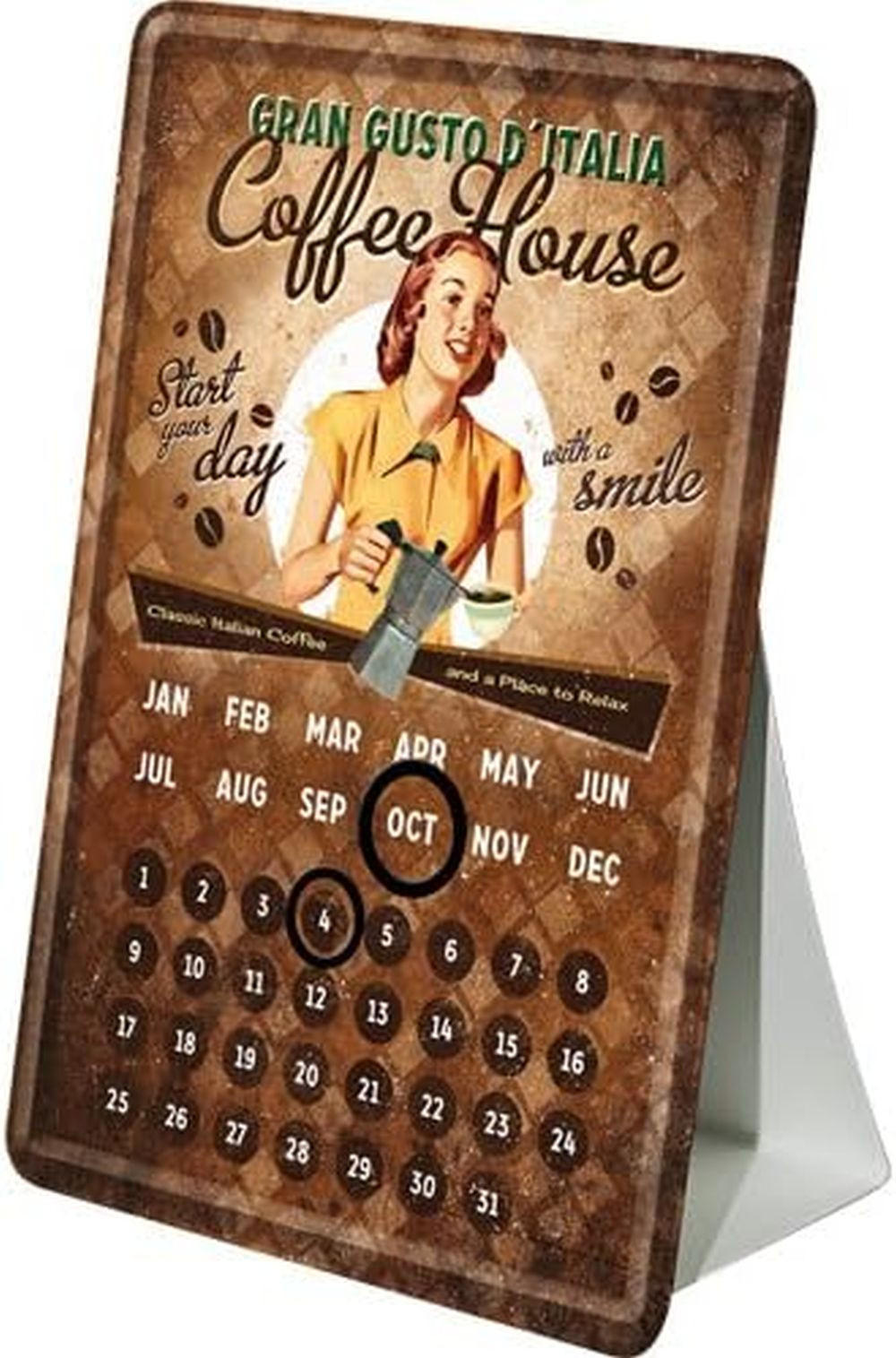MINIBLECHSCHILD 10/14 cm Tischkalender Coffee House - Multicolor, Metall (10/14/0.1cm) - Nostalgic-Art