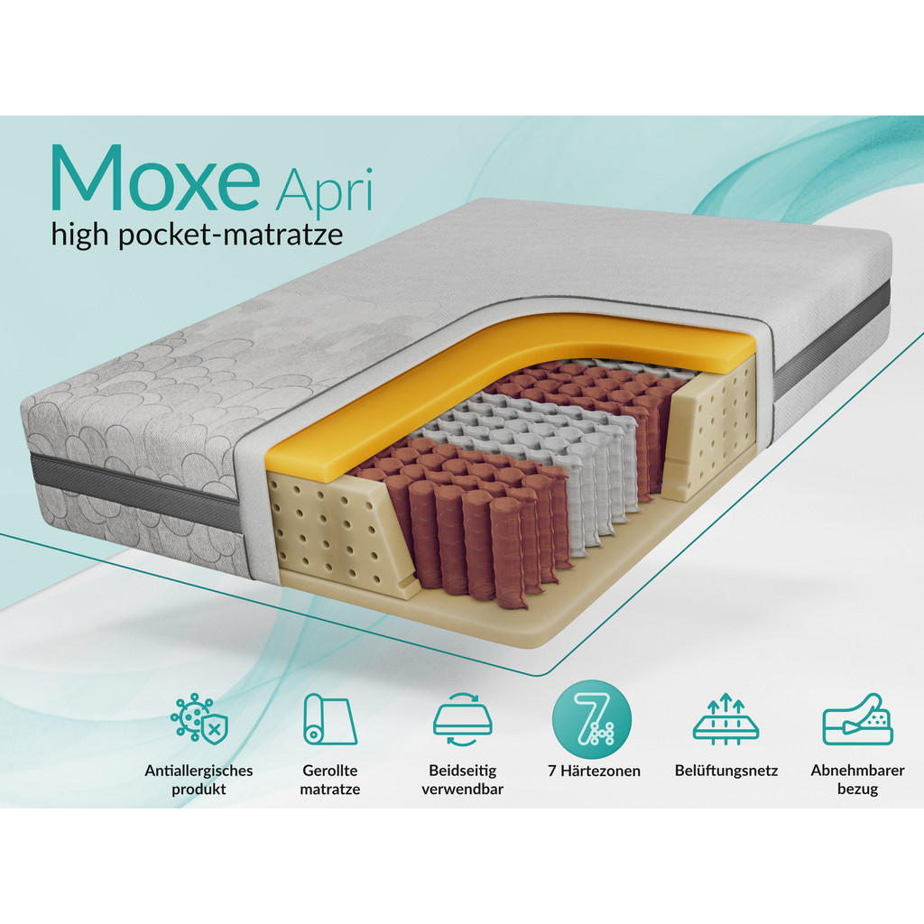 Thumbnail - MKS Taschenmatratze, Hellgrau, Textil, H3, Füllung: Viskoelastischer Kern, Rechteckig, 90x200 cm, Oeko-Tex®, atmungsakti...