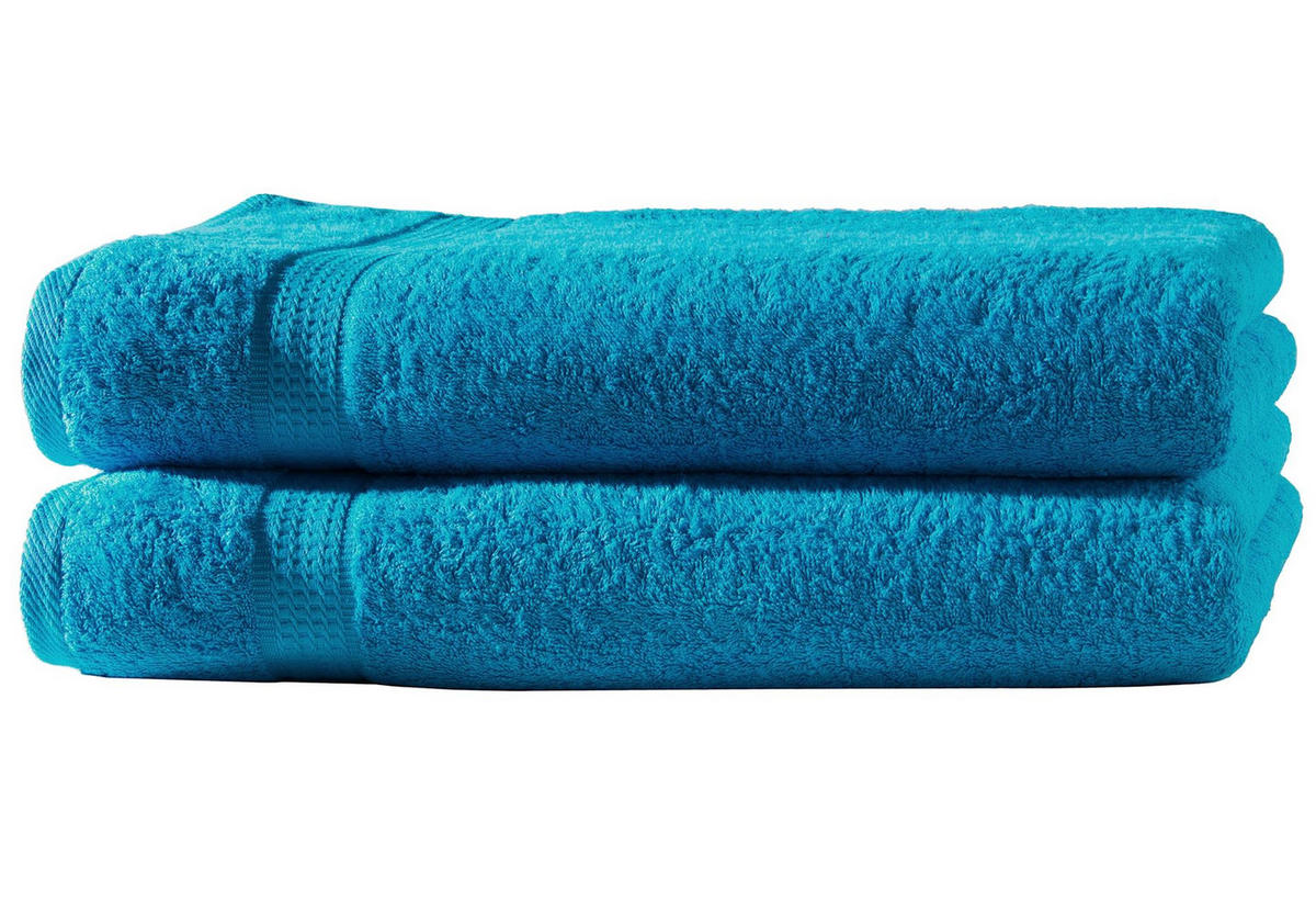 BADETUCH 100x150 cm Frottier Handtücher im 2er Set aus 100% Baumwolle, Türkis 500g/m2 - Türkis, Textil (100/150cm) - Carpe Sonno
