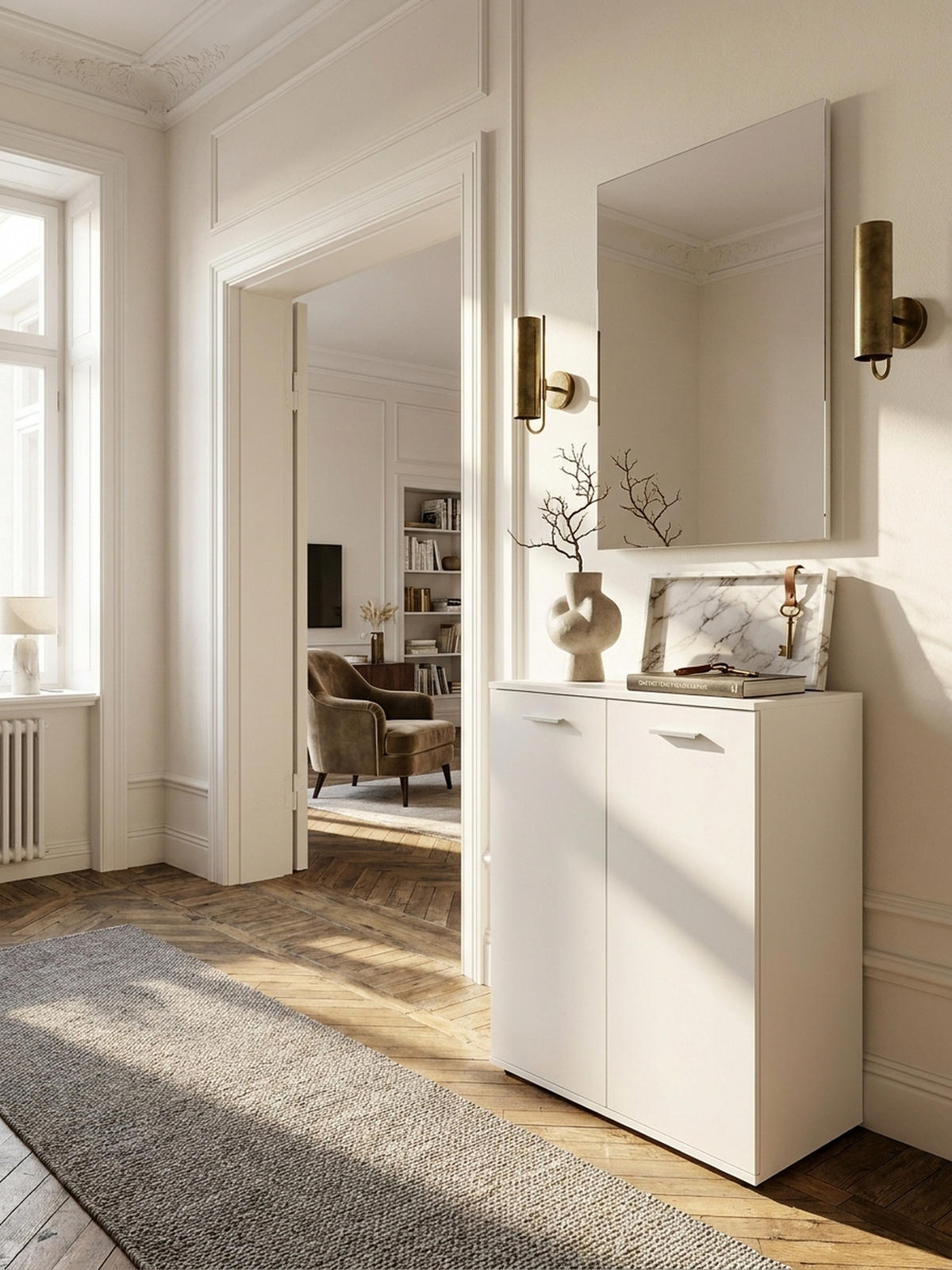 KOMMODE – Holz, mit Türen - Weiß, Holz/Kunststoff (71/104/35cm) - KADIMA DESIGN