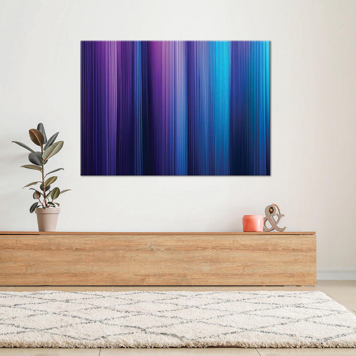 WANDBILD blaue abstrakte vertikale streifen - Blau, Textil (60/40cm) - Feeby