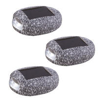 LED AUSSENLEUCHTE Steinoptik Grau 3er Set - Grau, Kunststoff (8.5/6.5/2.5cm) - Globo Lighting