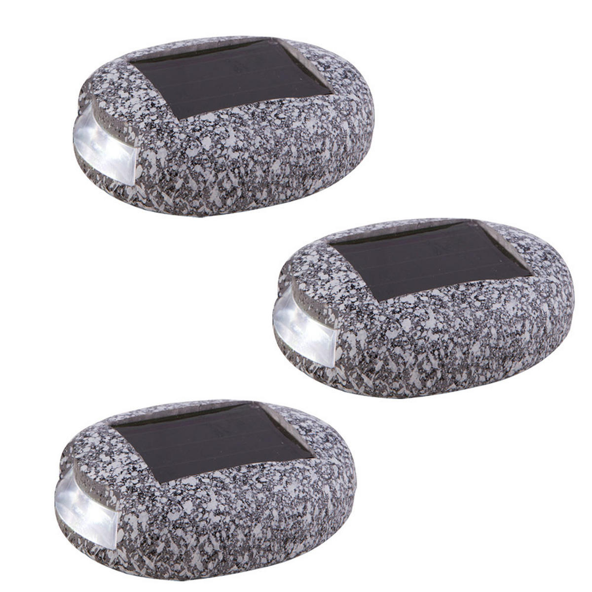 LED AUSSENLEUCHTE Steinoptik Grau 3er Set - Grau, Kunststoff (8.5/6.5/2.5cm) - Globo Lighting