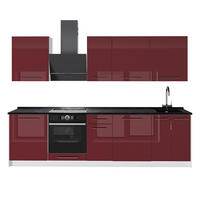 KÖK Fame-Line, Bordeaux högblank/Vit, 280 cm, AP Antracit - Vit/Bordeaux, Träbaserade material (280/206.8/60cm) - Vicco