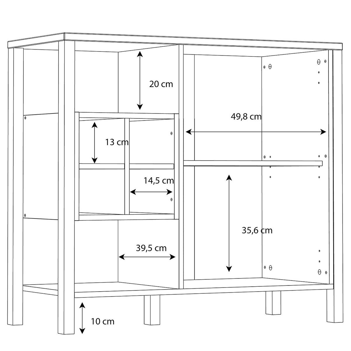 KOMMODE - Eiche Riviera Dekor / Schwarz - Schwarz/Braun, Holzwerkstoff/Metall (93/85/40cm) - home24