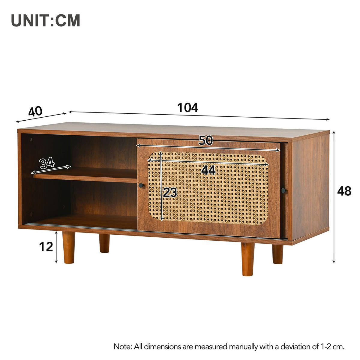 SCHUHSCHRANK-SET 2-teilig (Rattan-Kommode und Schuhschrank), 104/40/48 cm (Standardmaß), Rattan/Spanplatte, Walnuss - Walnussfarben, Holzwerkstoff (40/48/104cm) - Redom
