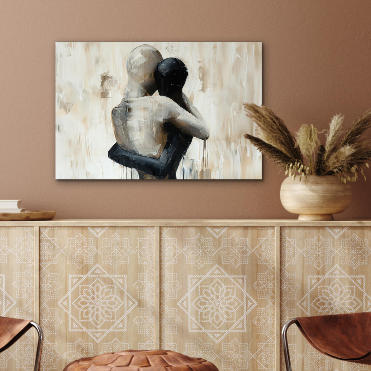 METALLBILD Abstrakt - Liebe - Schwarz und weiß - Modern 60x40 cm - Schwarz, Metall (60/40cm) - MuchoWow
