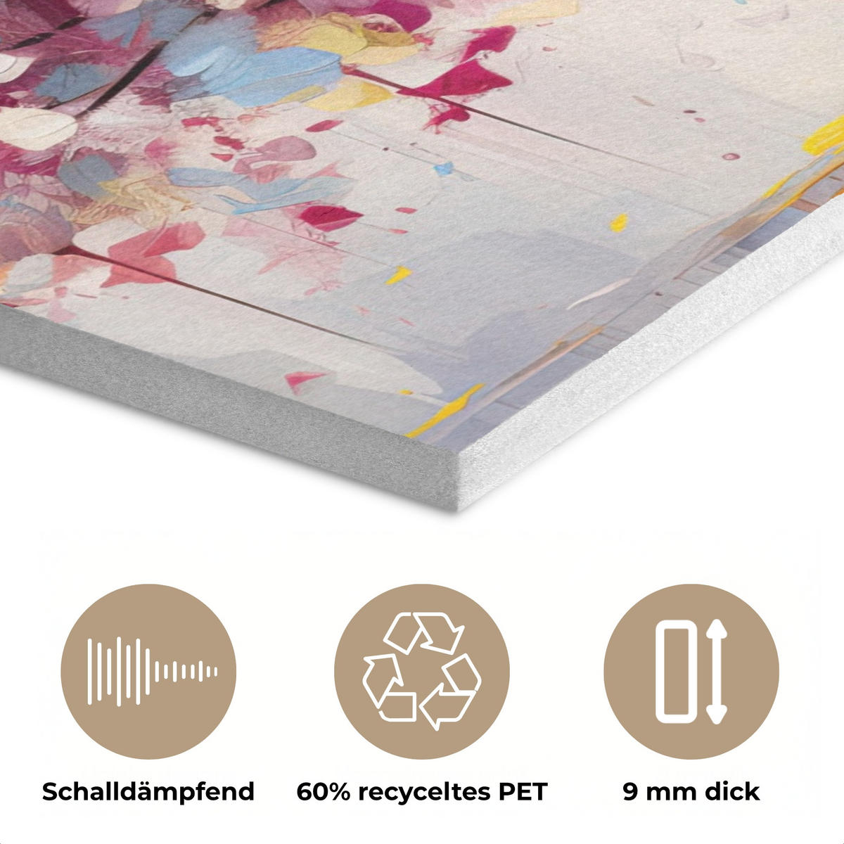 AKUSTIKPANEEL Aquarell - Baum - Kunst - Abstrakt 100x70 cm - Multicolor, Textil (100/0.9/70cm) - MuchoWow