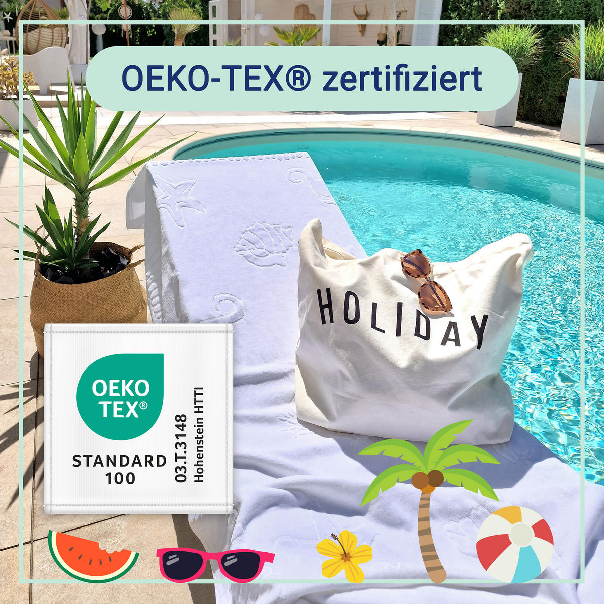 STRANDTUCH, 100x200 cm, 100% Baumwolle, Weiß - Weiß, Textil (100/200cm) - Zollner