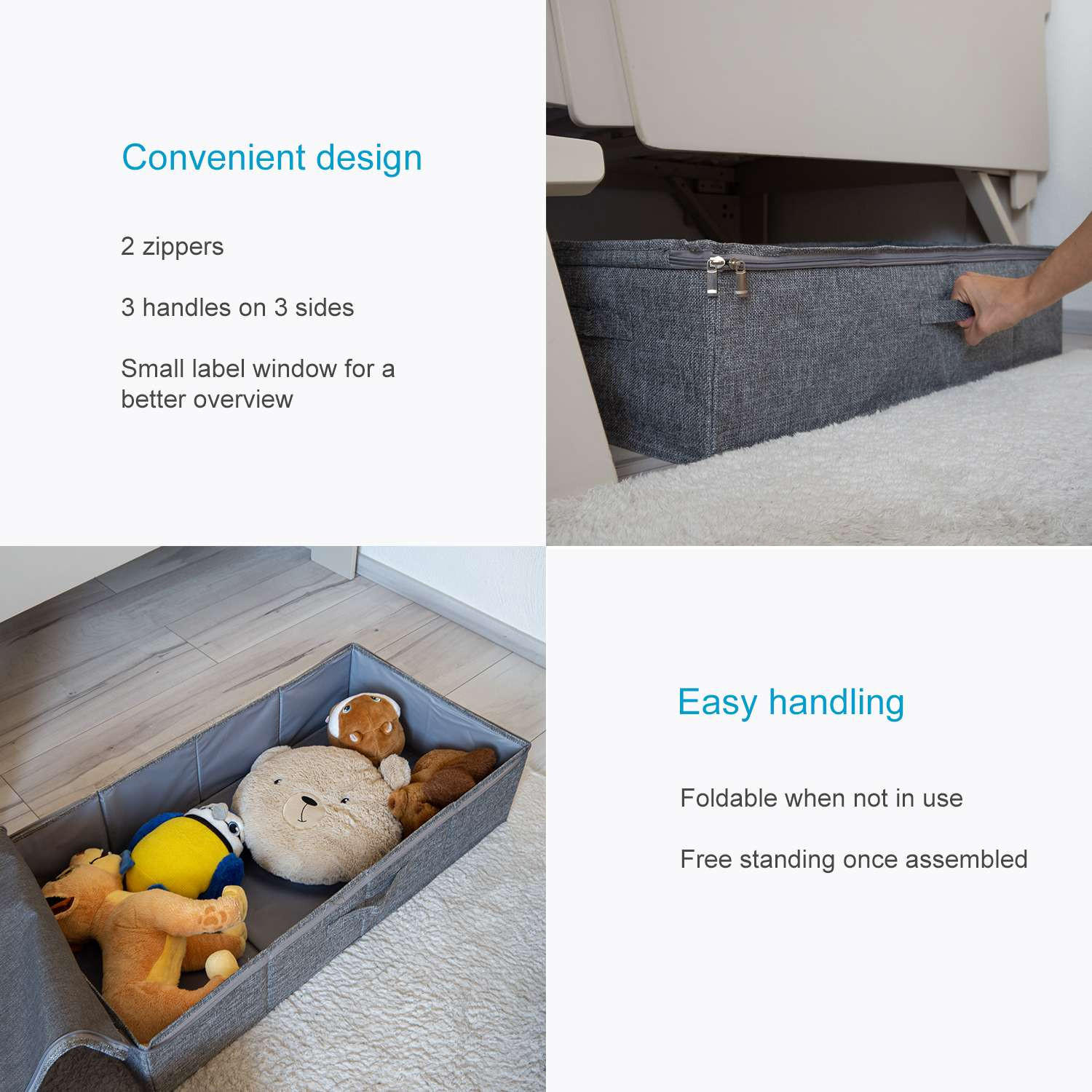 UNTERBETTKOMMODE - Grau, Textil (75.5/39/16cm)