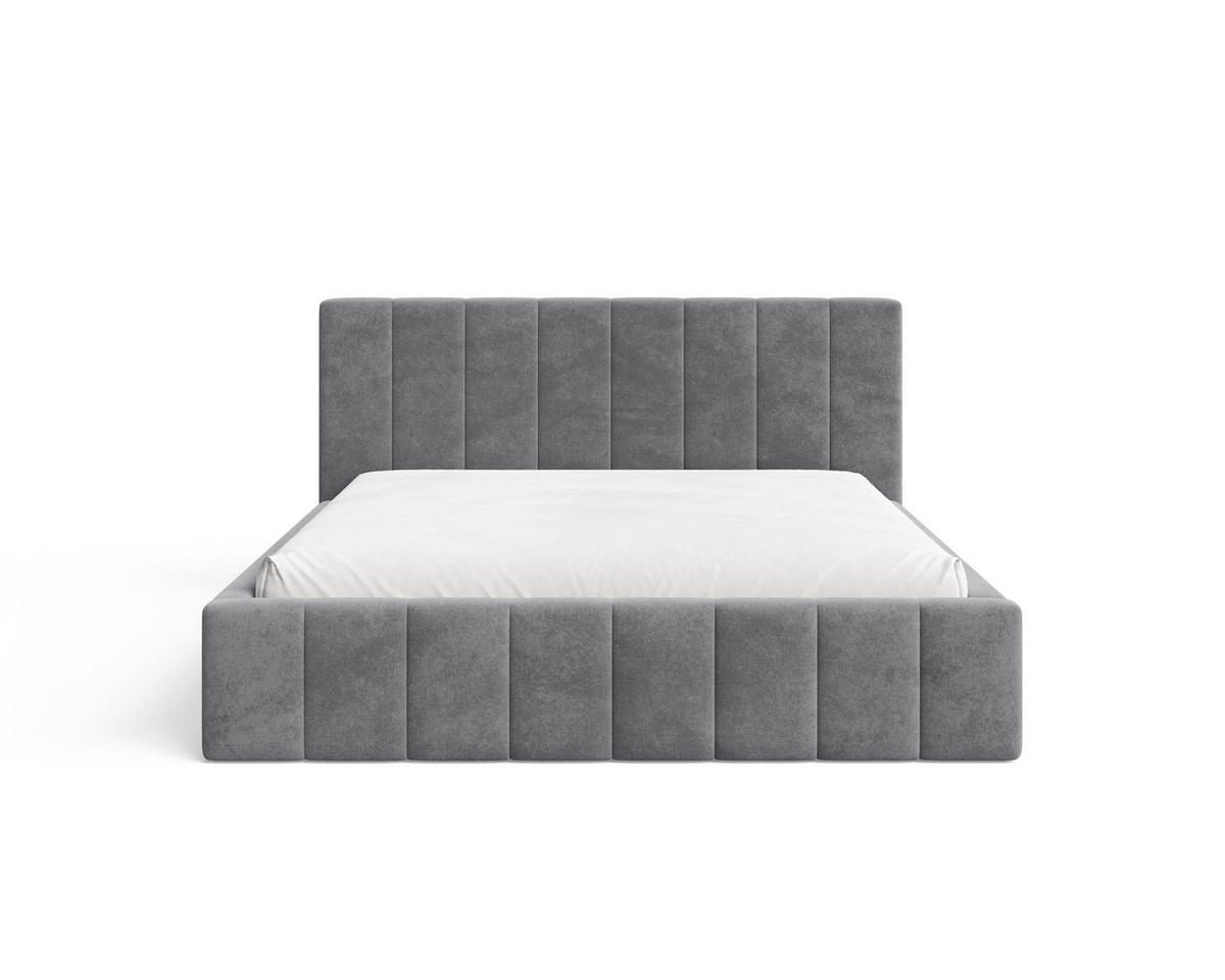 POLSTERBETT 01 180 x 200 cm – Flow – Bett mit Federmechanismus und Stauraum - Grau, Holz (180/200cm) - ROYAL24_MARKT