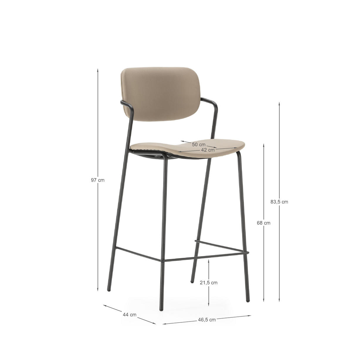 HOCKERN (Set aus 2) mit schwarzen metallbeinen - maika 44/51/66 cm - Beige, Textil (51/66/44cm) - Calicosy