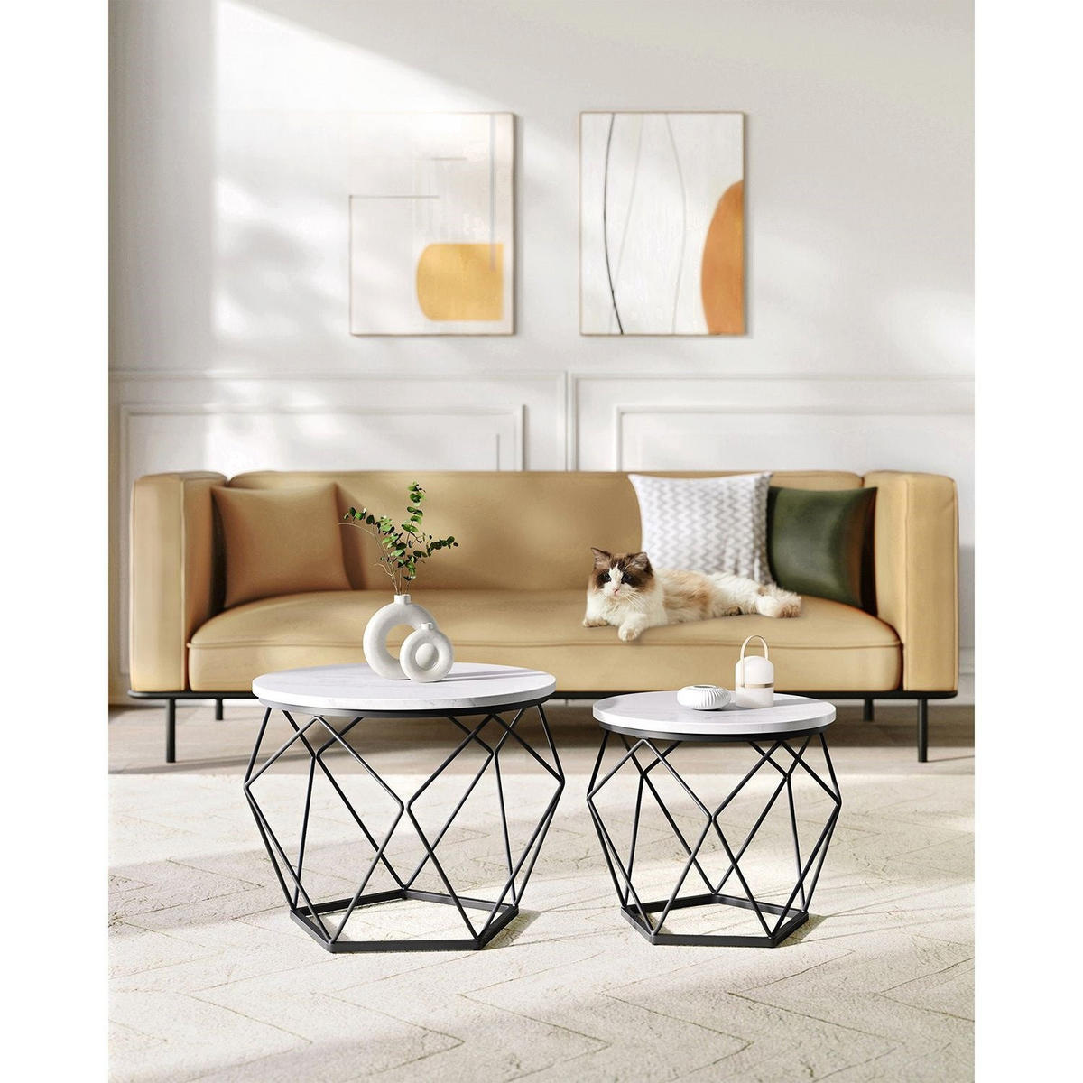 COUCHTISCH ASMARA - Weiß, Metall (50/50/40cm) - Hansiro