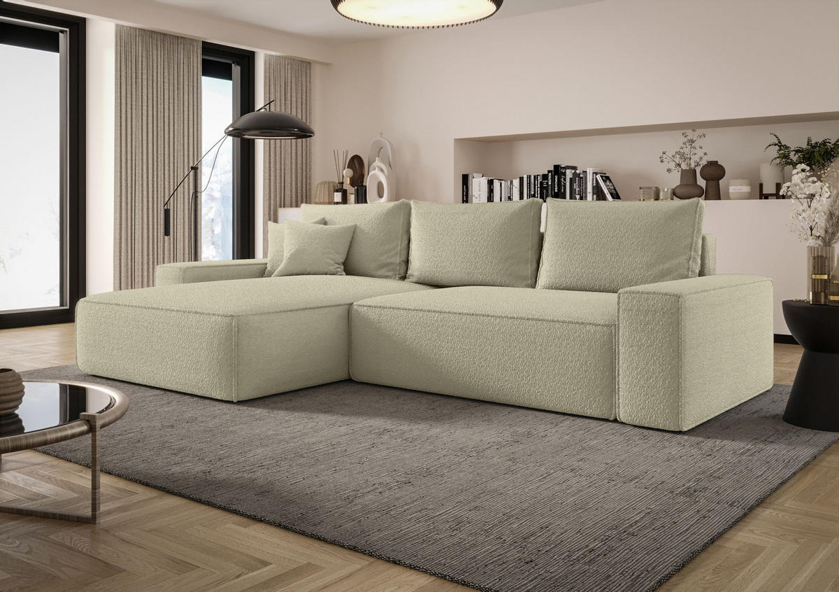 ECKSOFA MONA mit Schlaffunktion QUELLE 06 Links - Beige, Textil (175/280cm) - Bedante