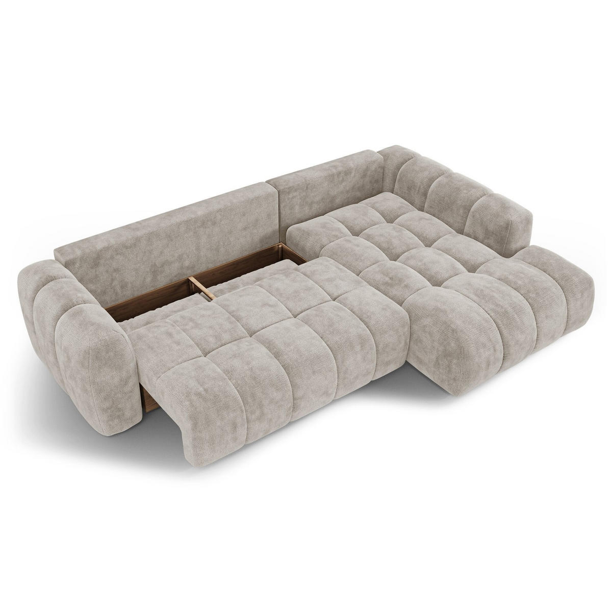 ECKSOFA rechtwinklig SKY Geprägter Samt Taupe 310cm - Taupe, Textil (310/180cm) - Premium Interiors