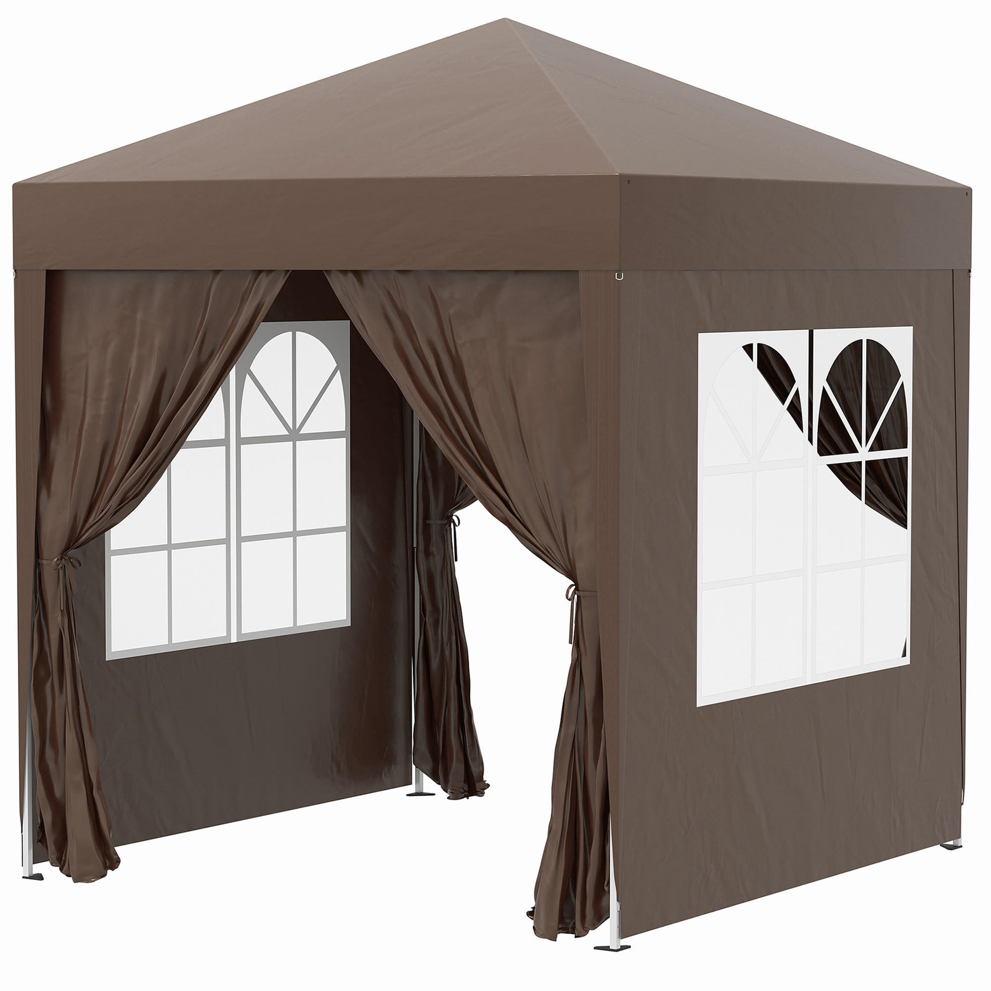 FALTPAVILLON 2 x 2 m mit 4 Seitenwänden braun - Braun, Metall (200/240/200cm) - ComfortXL