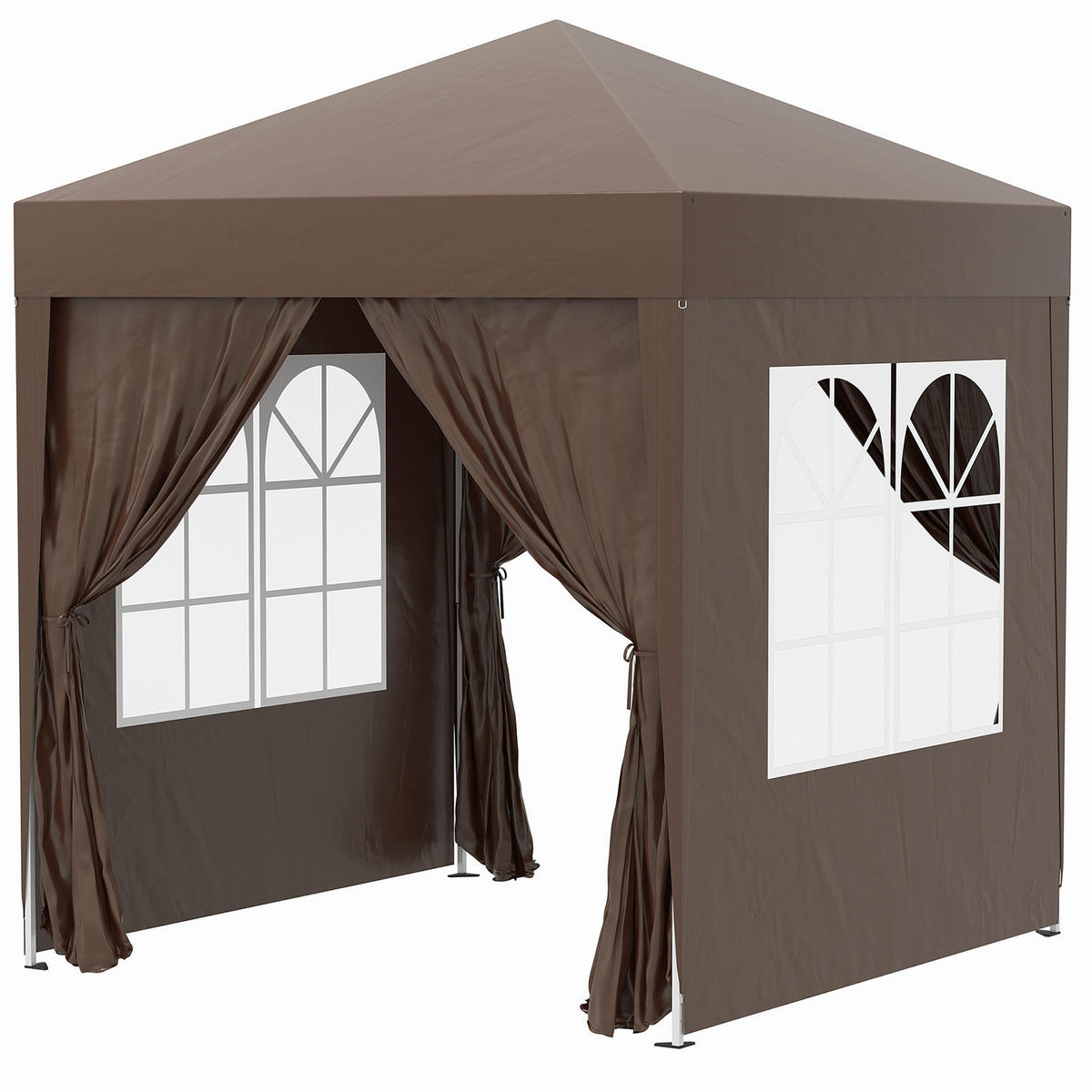 FALTPAVILLON 2 x 2 m mit 4 Seitenwänden braun - Braun, Metall (200/240/200cm) - ComfortXL