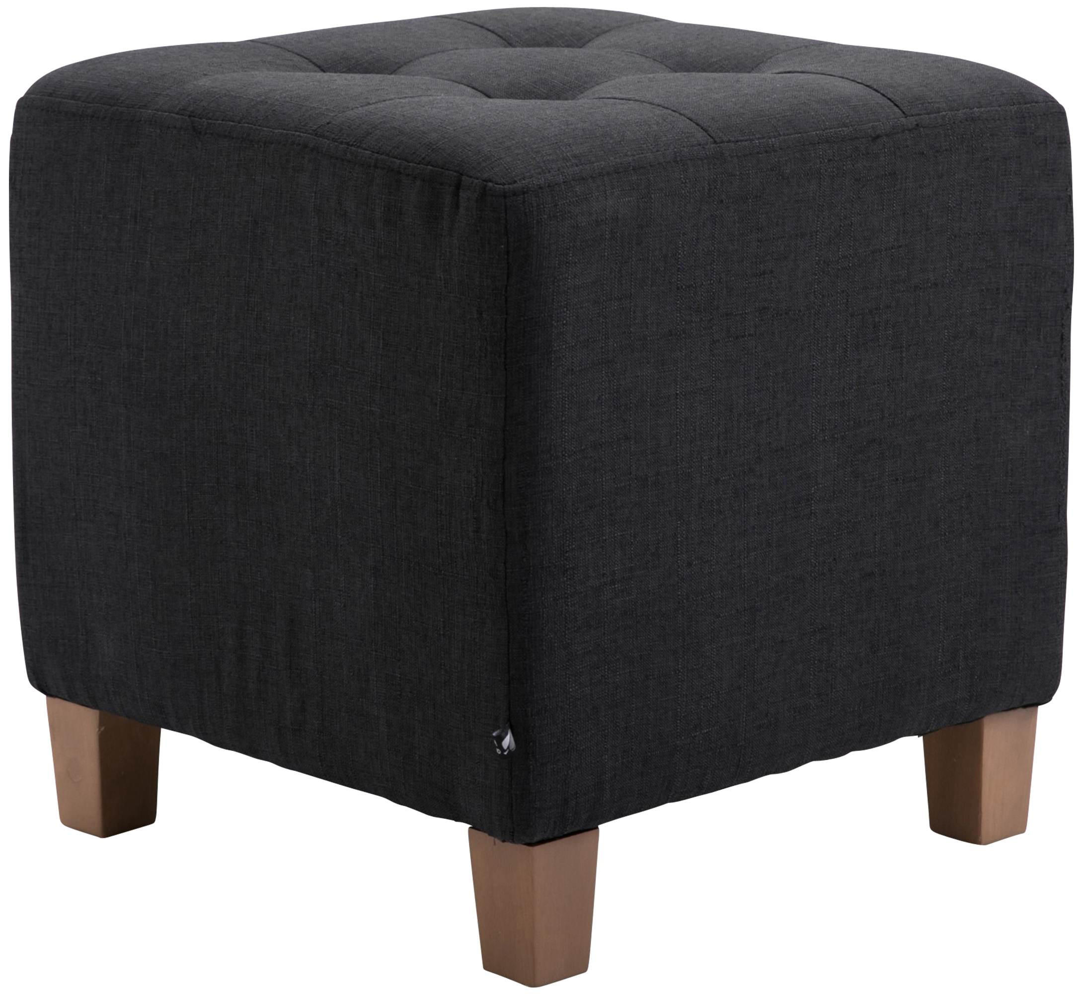 SITZWÜRFEL eckig 45/45/46 cm Stoff schwarz - Schwarz/Naturfarben, Holz/Textil (45/46/45cm) - CLP