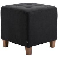 SITZWÜRFEL eckig 45/45/46 cm Stoff schwarz - Schwarz/Naturfarben, Holz/Textil (45/46/45cm) - CLP