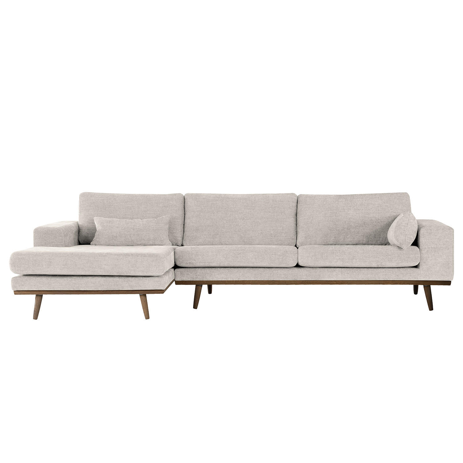ECKSOFA mit Longchair - Eichefarben/Grau, Eichenholz/Textil (281/153cm) - home24