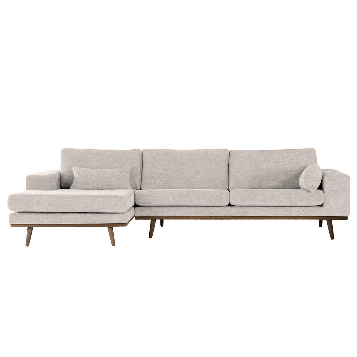 ECKSOFA mit Longchair - Eichefarben/Grau, Eichenholz/Textil (281/153cm) - home24