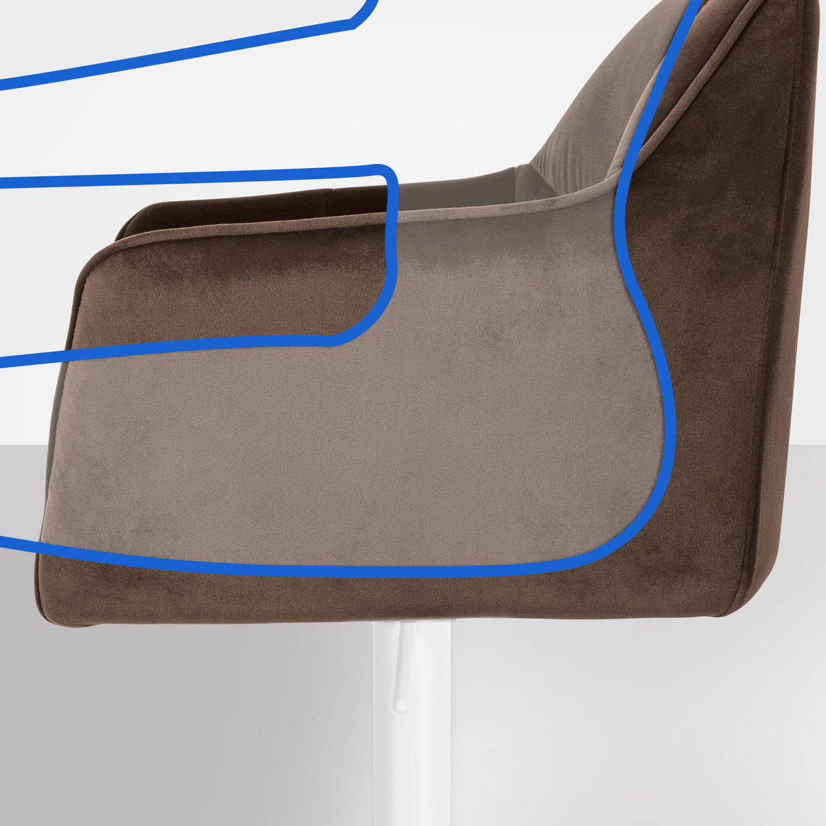 BARHOCKER Damaskus W Samt braun - Braun/Weiß, Textil/Metall (64/110/48cm) - TPFLiving