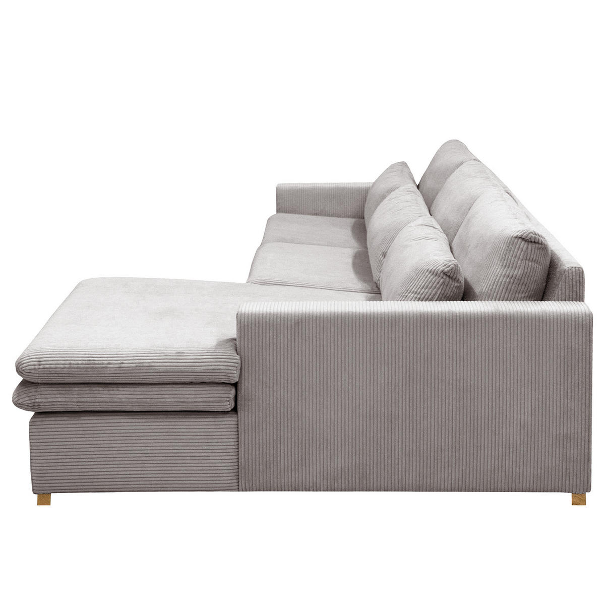 ECKSOFA mit Longchair - Hellgrau, Textil (299/164cm) - home24