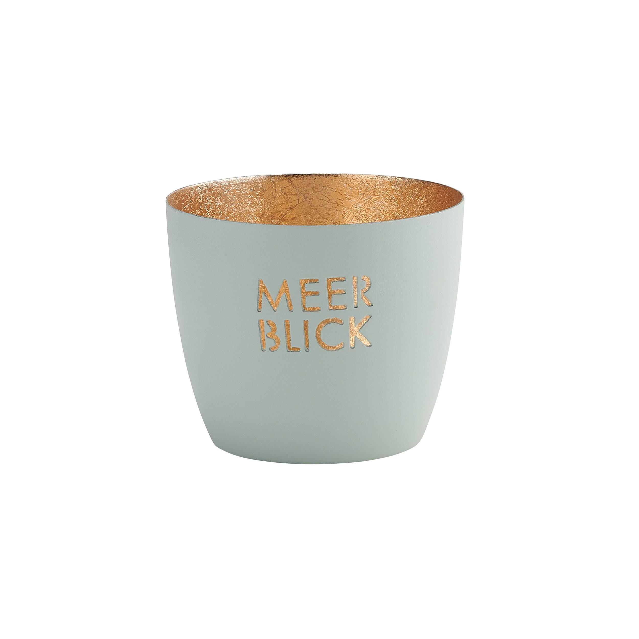 TEELICHTHALTER Madras Meerblick M, Eisen, Pastellblau, Gold, 8.5 cm - Blau, Metall (9cm) - Gift Company