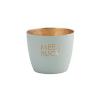 TEELICHTHALTER Madras Meerblick M, Eisen, Pastellblau, Gold, 8.5 cm - Blau, Metall (9cm) - Gift Company