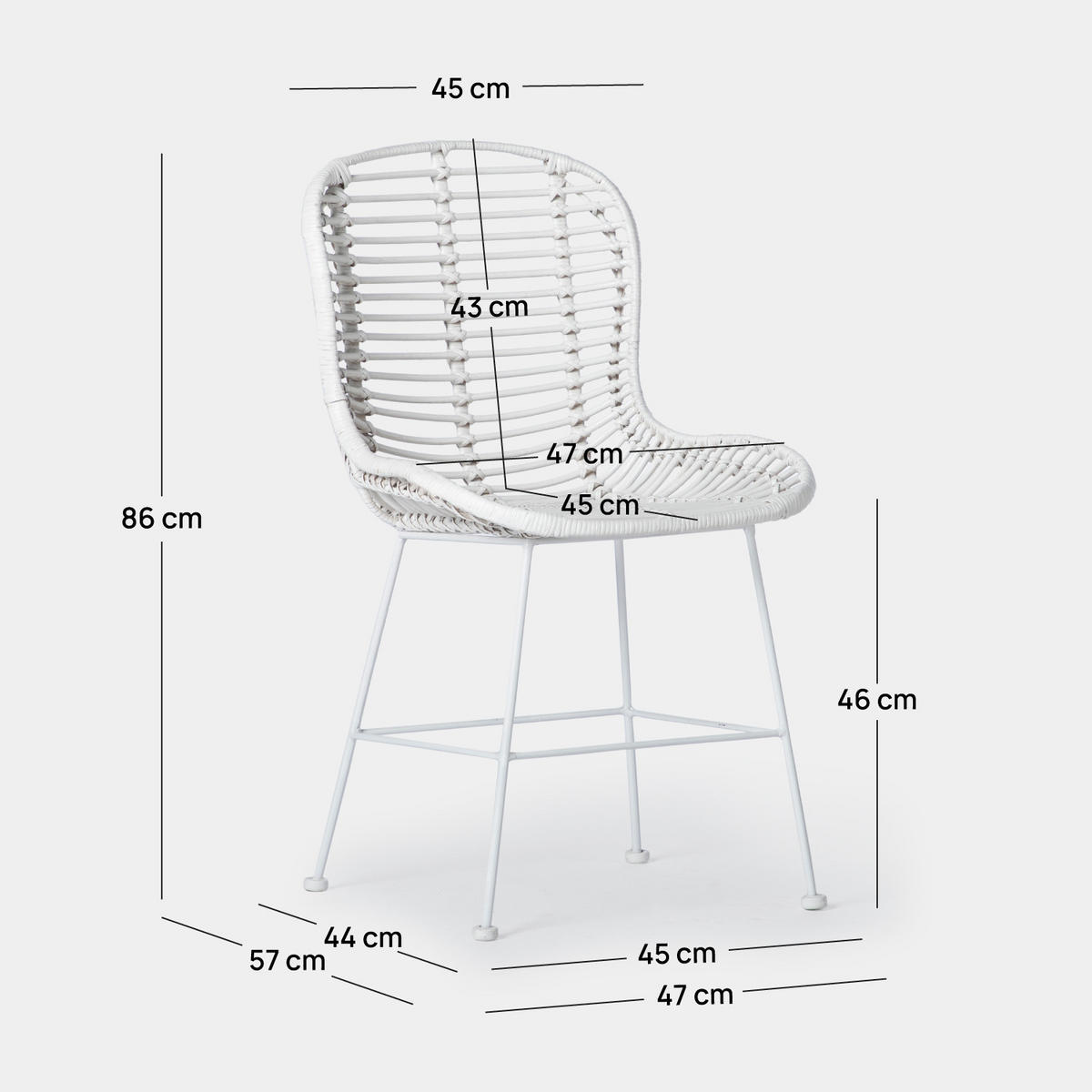 GARTENSTUHL Leo Weiß 47 cm x 86 cm 2er-Set - Weiß, Naturmaterialien (47/86/57cm) - Klast Home