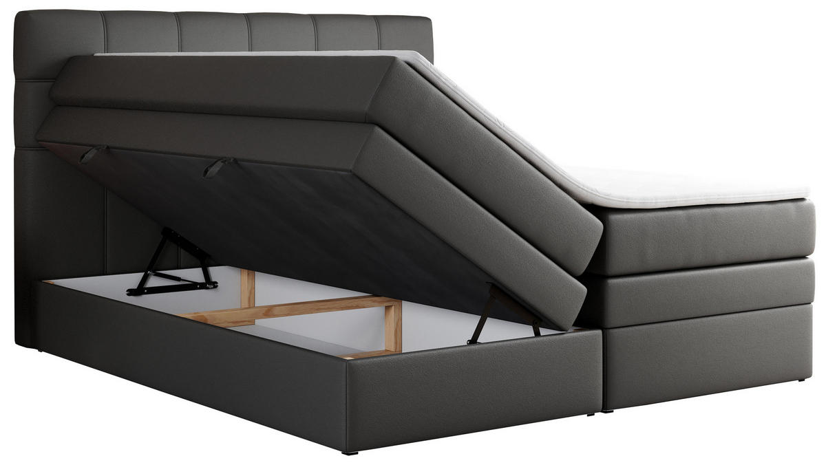 BOXSPRINGBETT ERNI KING 180/200 Dunkelgrau Kunstleder - H3 - Dunkelgrau, Holz/Textil (180/200cm) - MKS