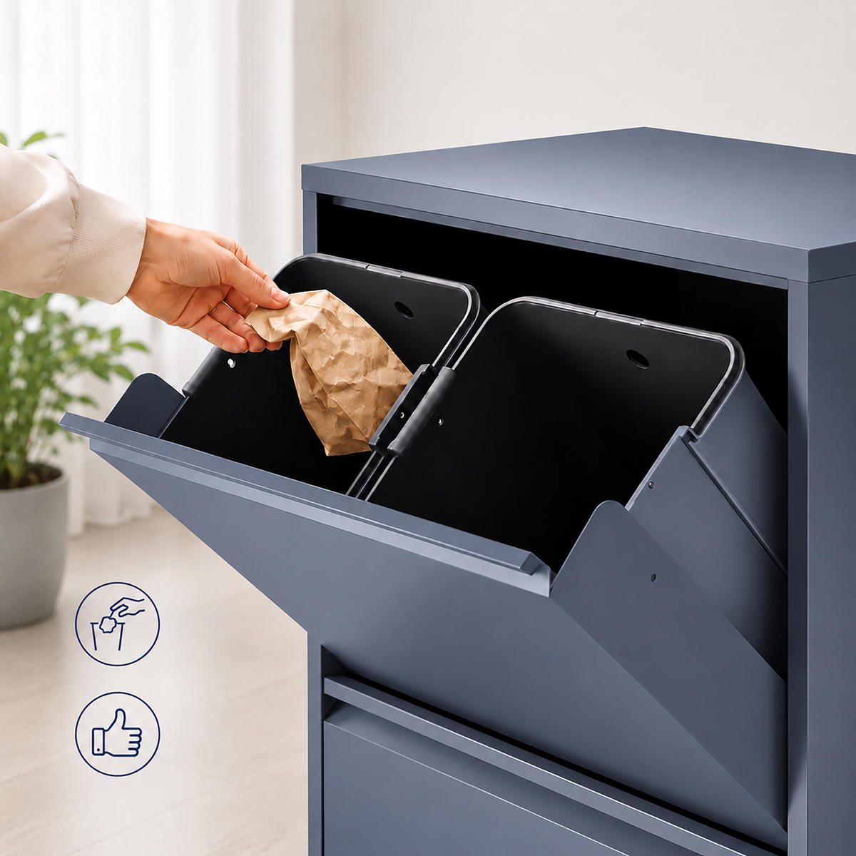 SOPKÄRL Antracit 4-fack metall 4x18 l - Antracit, Metall/Plast (60/93/25cm) - Relaxdays