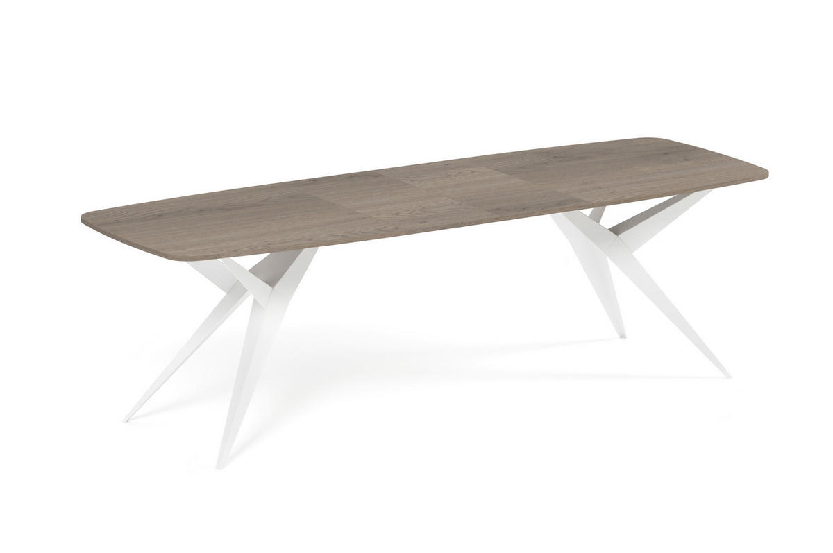 ESSTISCH AXIS - Sandfarben/Weiß, Holzwerkstoff/Metall (90/180/76cm) - Meblini