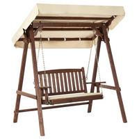 HOLLYWOODSCHAUKEL 2-Sitzer Dunkler Holzfarbton Caviola - Dunkelbraun/Beige, Holz (165/176/109cm) - Beliani