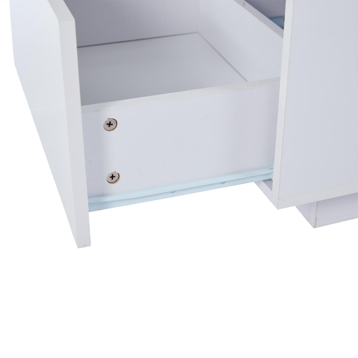 COUCHTISCH aus MDF 100x50x35 cm in Weiß mit LED-Beleuchtung & 2 Schubladen - Weiß, Holzwerkstoff (100/50/35cm) - Modfu