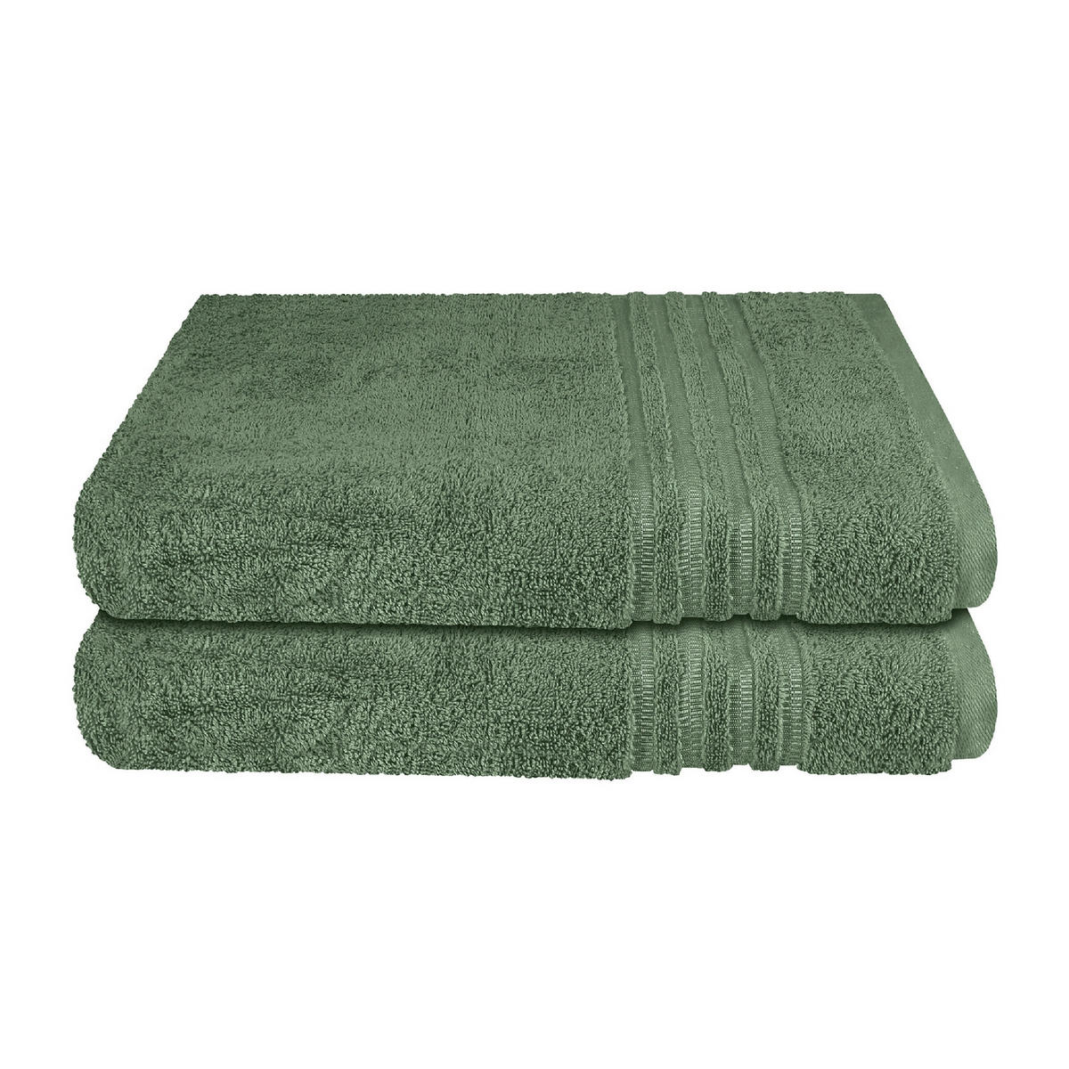 DUSCHTUCHSET Milano - 2-teilig - 70 x 140 cm - Dunkelgrün - Dunkelgrün, Textil (70/140cm) - SCHIESSER