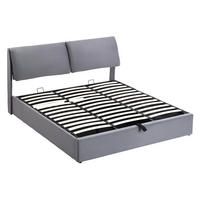 POLSTERBETT 160/200 cm Grau aus Samt mit Bettkasten - Grau, Textil (160/200cm) - OKMYHOME