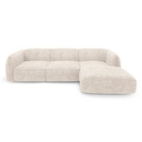 ECKSOFA RECHTS Rastervelours Creme 272cm - Creme, Textil (272/165cm) - Sia Home