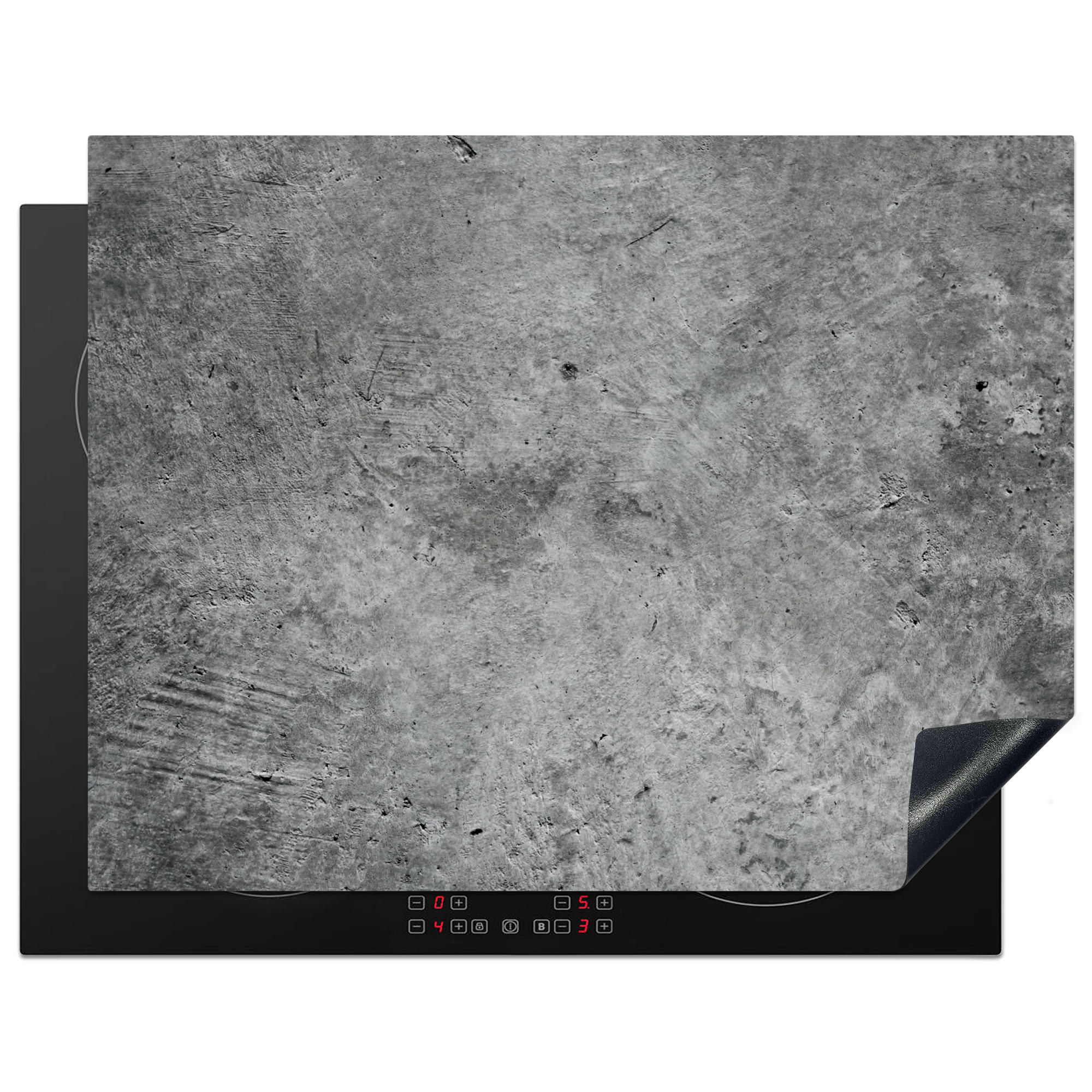 ZAŠČITA ZA INDUKCIJSKO PLOŠČO Beton 77x59 cm cm - siva, umetna masa (77/59/0.2cm) - MuchoWow