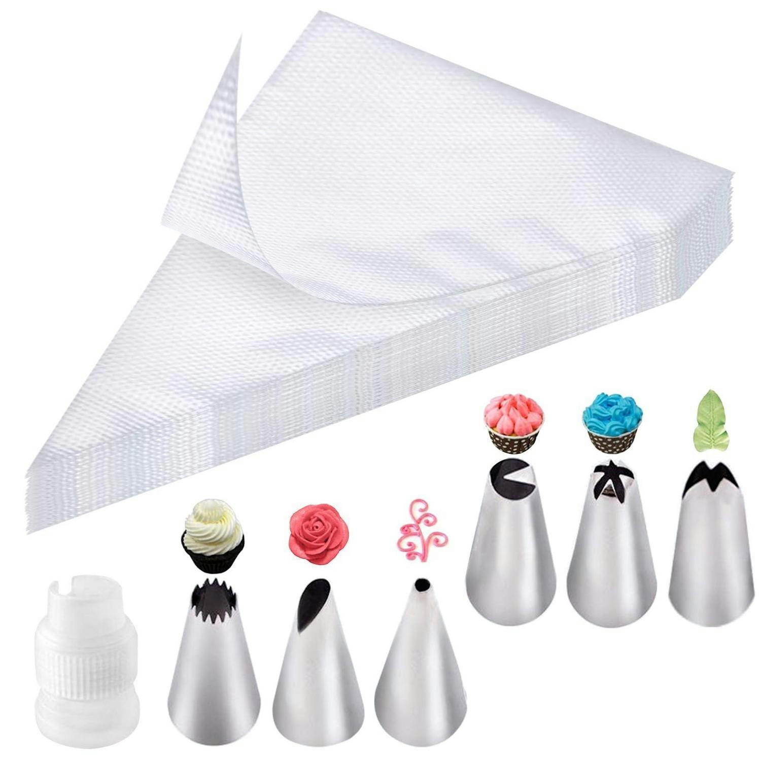 SPRITZBEUTEL Set 100 Stück mit 6 Spritztüllen und Kupplung - Transparent, Kunststoff (31/31/31cm)