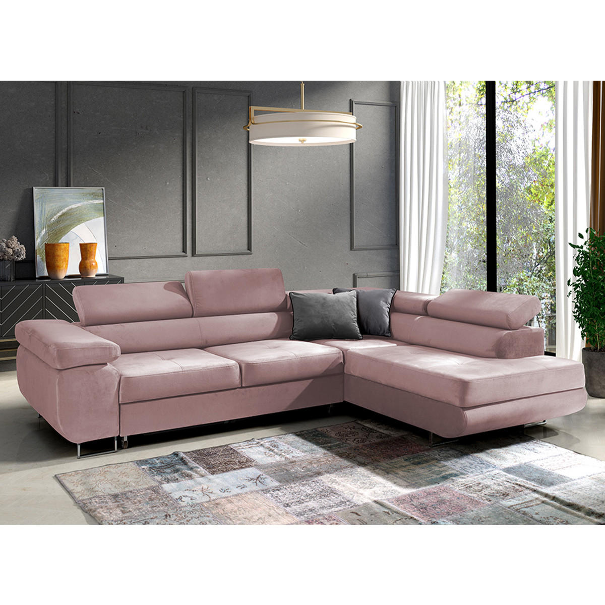 ECKSOFA Wilson 4 Sitzplätze Rose - Pink, Holzwerkstoff (271/201cm) - Petits-meubles