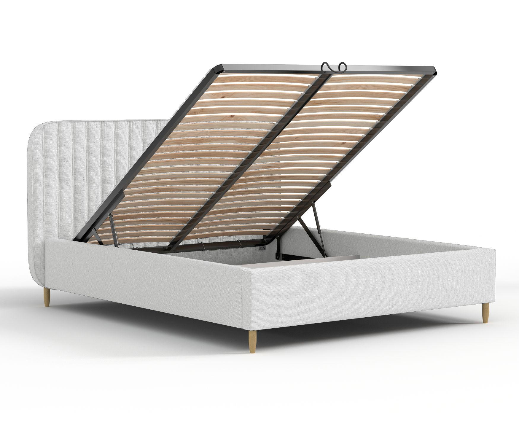 POLSTERBETT Noto Hellgrau 120/200 cm im Webstoff - Hellgrau/Naturfarben, Holz/Holzwerkstoff (120/200cm) - Maison de Reve