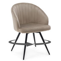 STUHL MODENA drehbar gepolsterter mit Steppung - dunkelbeige - Samt Velour - Schwarz/Braun, Textil/Metall (57/80/59cm) - NEW HOME