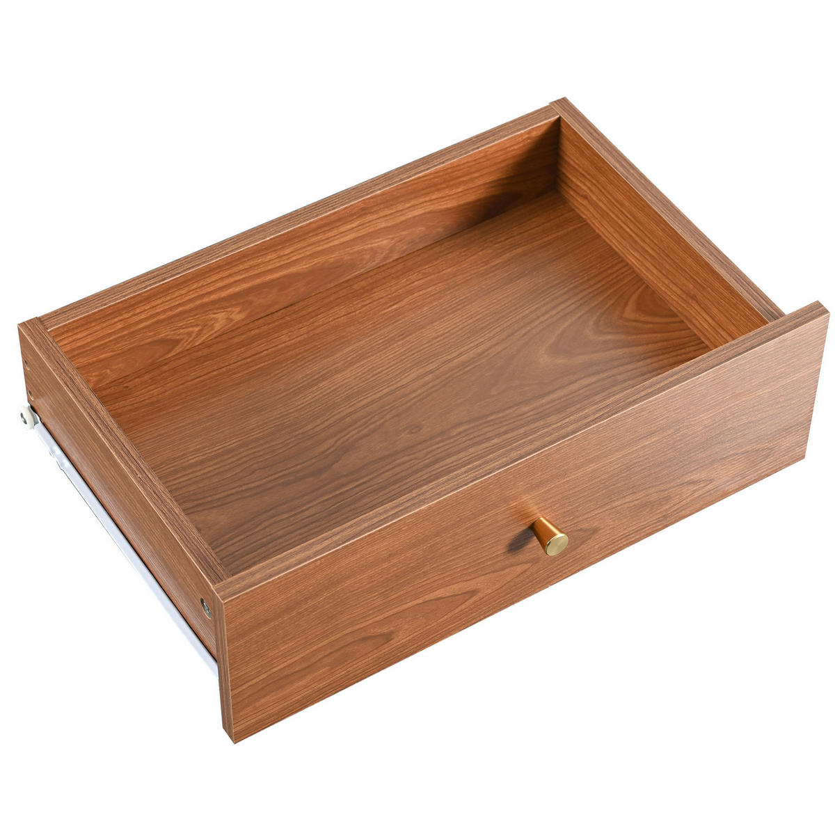 TV ormarić 160/40/60 cm orah od MDF-a s kliznim vratima od ratana i 2 ladice - bijela, drvni materijal (160/60/40cm) - OKWISH
