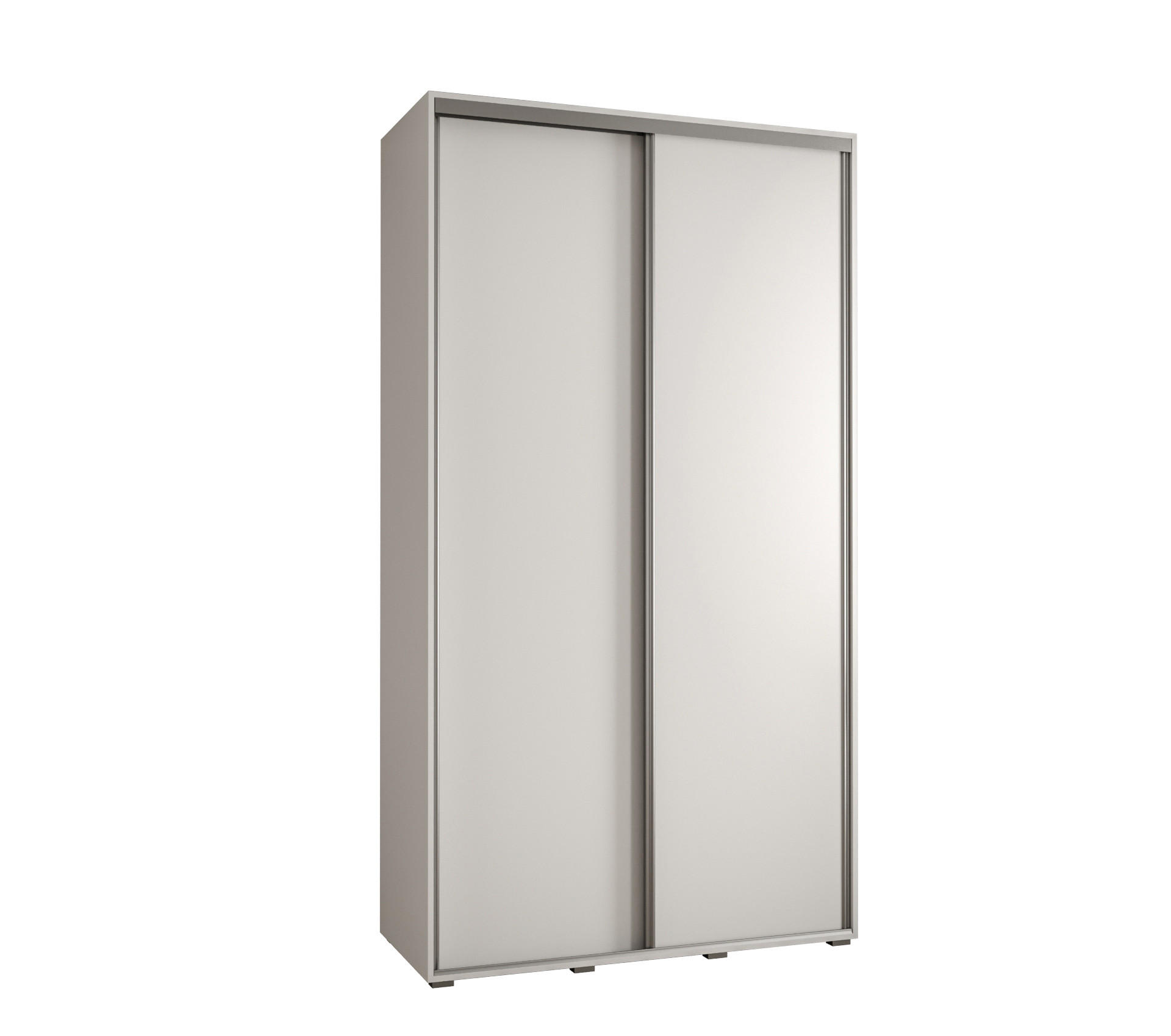 Abiks Möbel Schwebetürenschrank Weiß, Weiß, Silber 130x235x45 cm